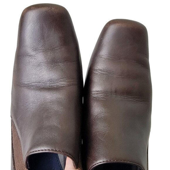 Aerosoles Leather Block Heels Women 8.5 Brown Shoes Formal Work Slip On Loafers - Picture 9 of 14